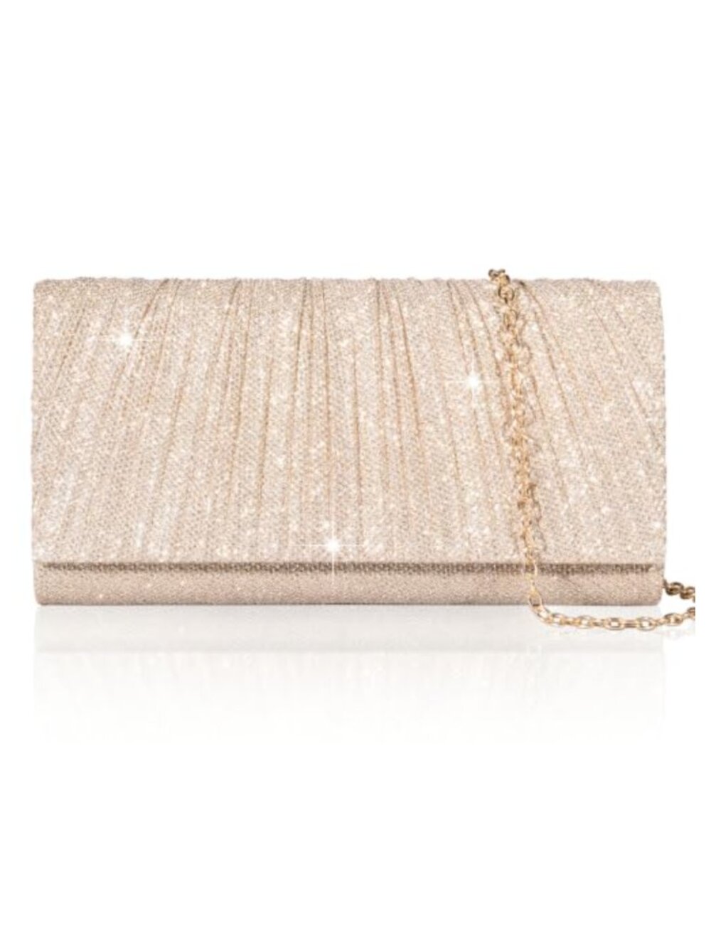 Pleated Clutch with Removable Chain Strap for Evening Weddings Parties